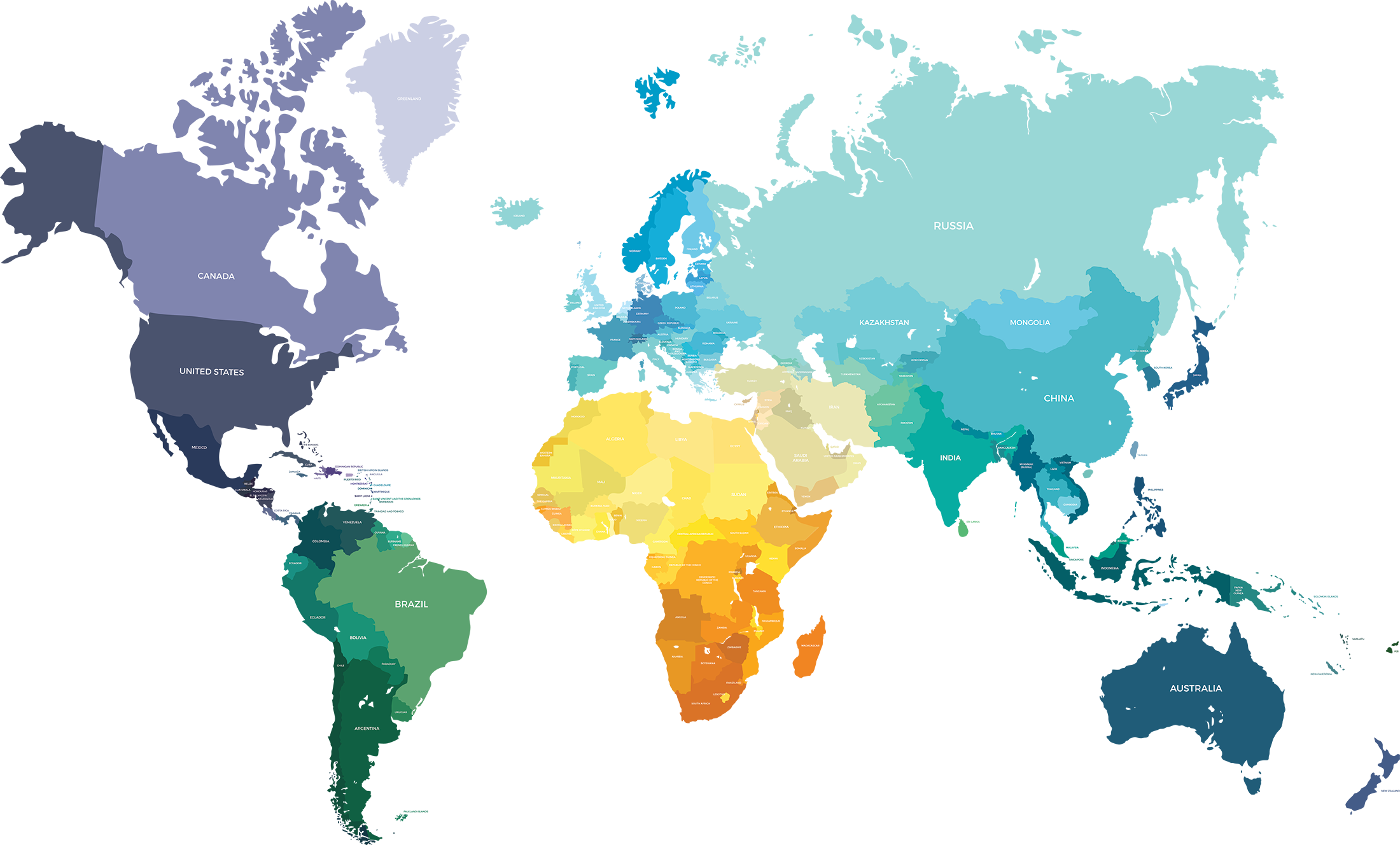 A coloured world map